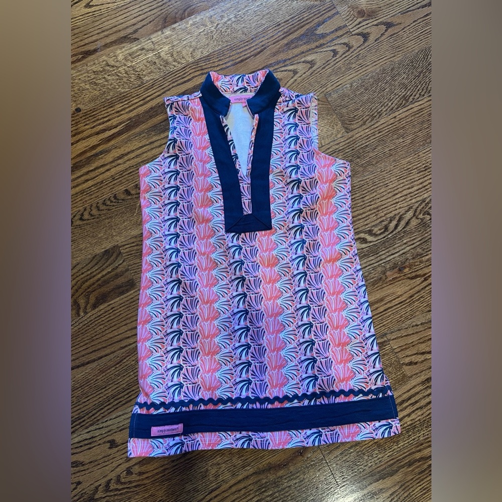 Simply Southern Tunic Dress Size Youth Small Sleeveless Scallop Seashell Print